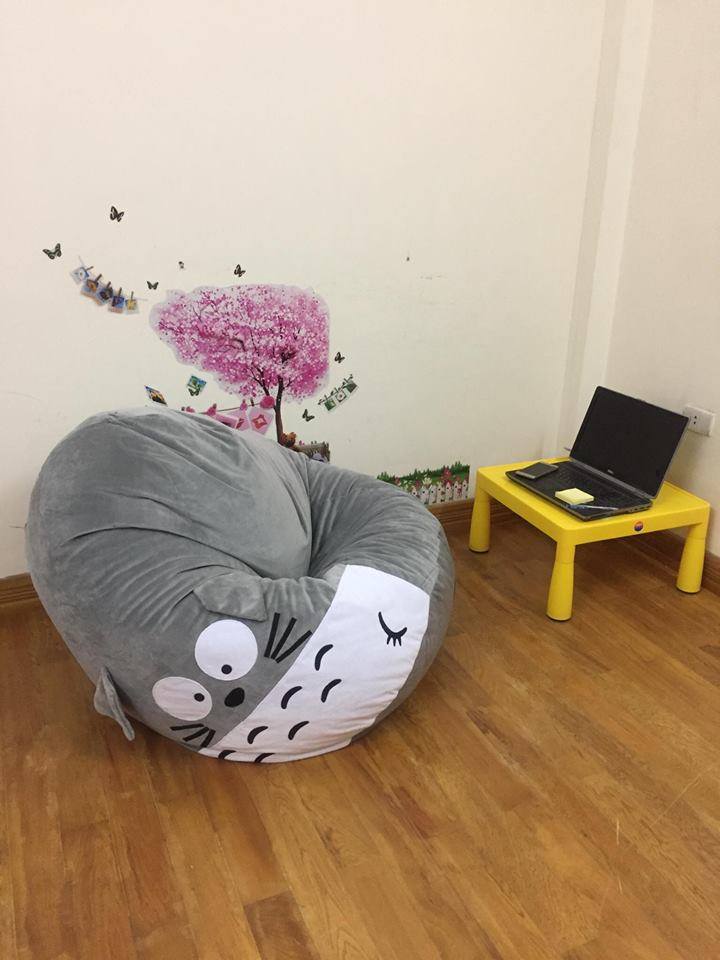 Ghế lười hạt xốp hình Totoro màu ghi xám GL L061 